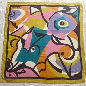 Vintage Christian Fischbacher Abstract Print Silk Scarf
